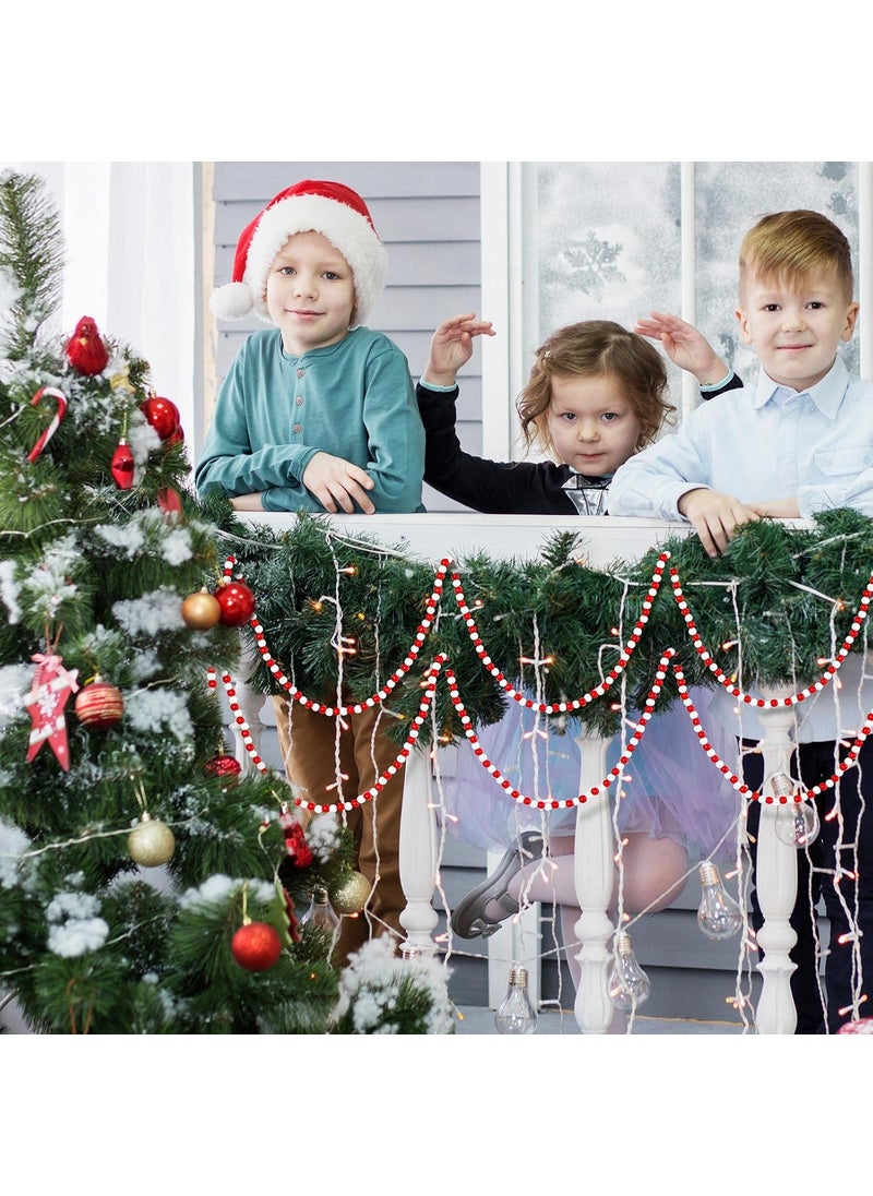 Marsui Marsui 18 Ft Christmas Candy Wood Bead Garland 2 Pcs Wooden Bead Garland Retro Rustic Farmhouse Tree Boho Decor for Christmas Party Fireplace Window Wreath Home DoorRed and White  - Image 4