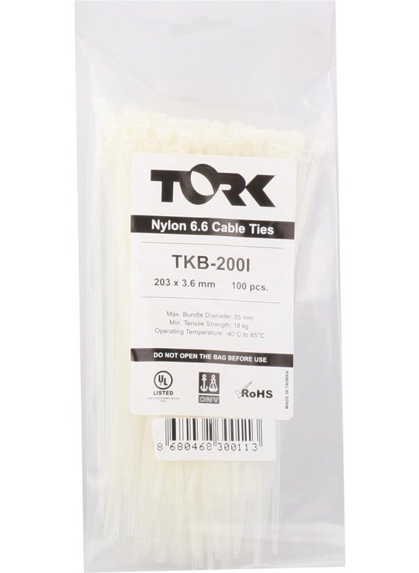 Tork - TRK-100-2,5MM White 100PIC Cable Tie - Image 1