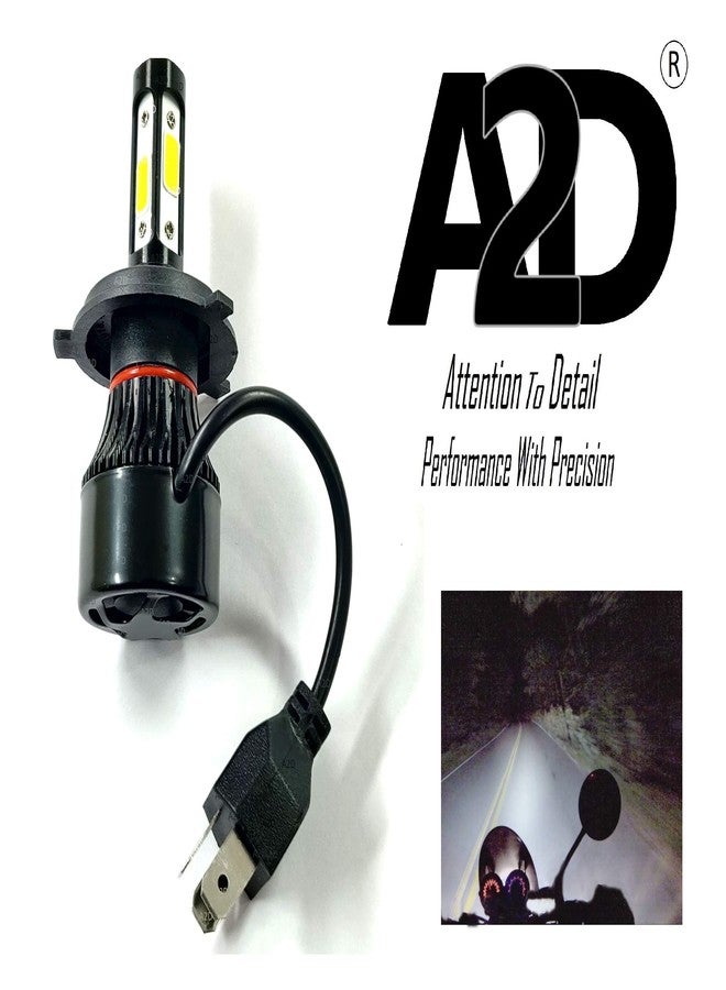 A2D 2443 12V 36W 4C-Sided Led Full Cobe H4 HS1 Headlight Bulb Replacement 6000K High-Low Beam-White compatible with Bike of Royal Enfield Thunderbird 500 - Image 3