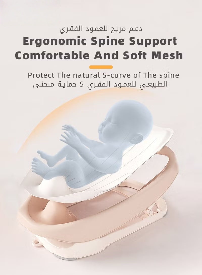 هوكور كرسي حمام الطفل القابل للطي ، مع كأس شامبو دش غسيل الشعر ، للطفل حديث الولادة إلى الطفل الصغير ، استخدام حمام الرضع في الحوض أو حوض الاستحمام ، يتضمن 3 مواقف مستلقية - Image 4