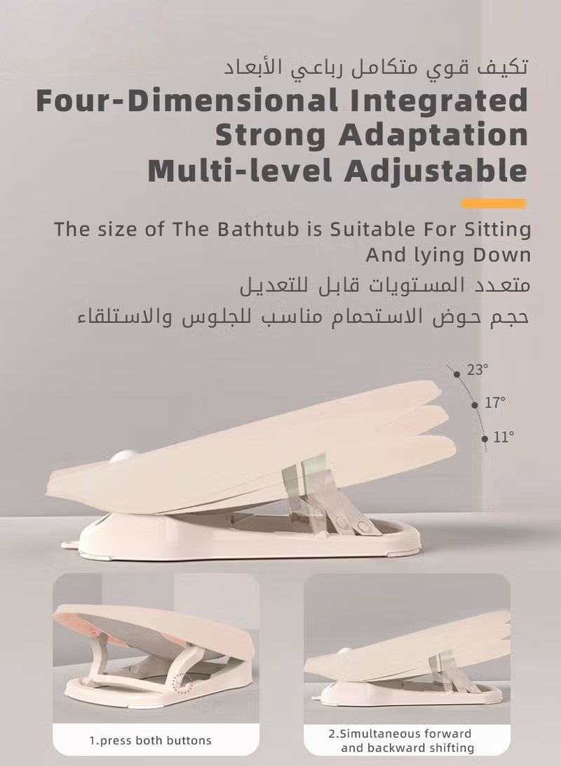 هوكور كرسي حمام الطفل القابل للطي ، مع كأس شامبو دش غسيل الشعر ، للطفل حديث الولادة إلى الطفل الصغير ، استخدام حمام الرضع في الحوض أو حوض الاستحمام ، يتضمن 3 مواقف مستلقية - Image 5