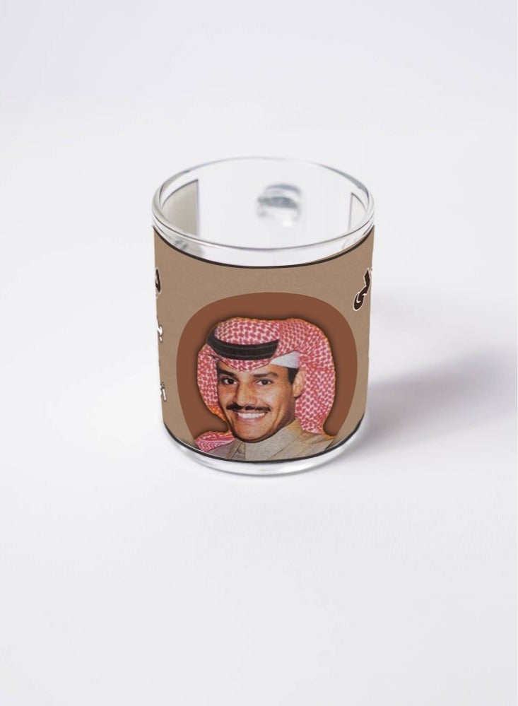 Story Of Candle A transparent glass cup printed with the design “Khaled Abdul Rahman and one of his sweetest songs”  - Image 2