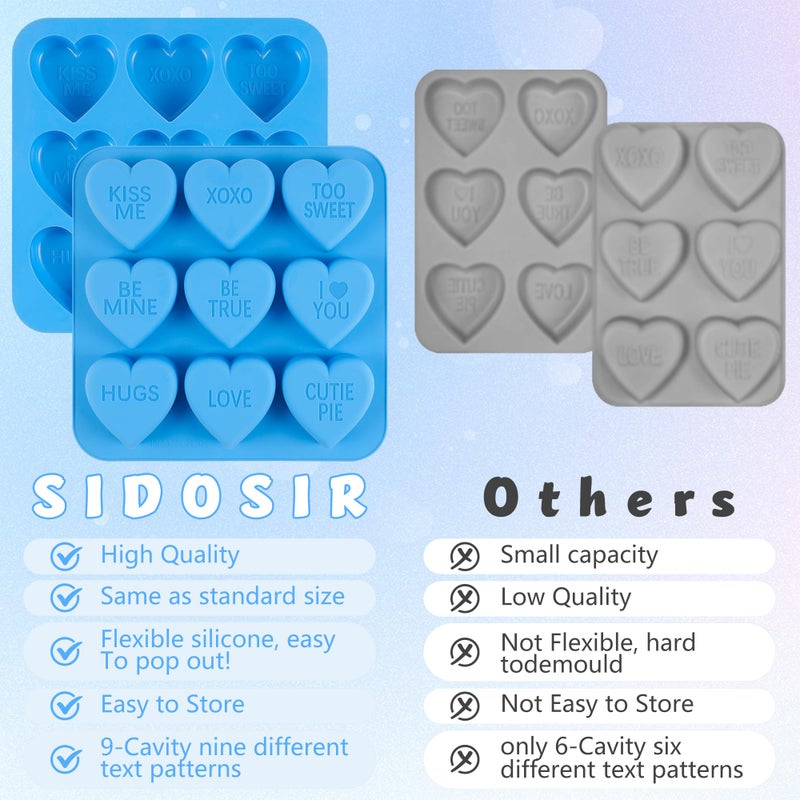Sidosir 2Pcs Large Conversation Silicone Heart Chocolate Baking Molds, Valentine's Day Heart Text Designs Chocolate Molds for Crafting Cakes, Resin Soap Ice Candy Mold for Home Bakers - Image 4
