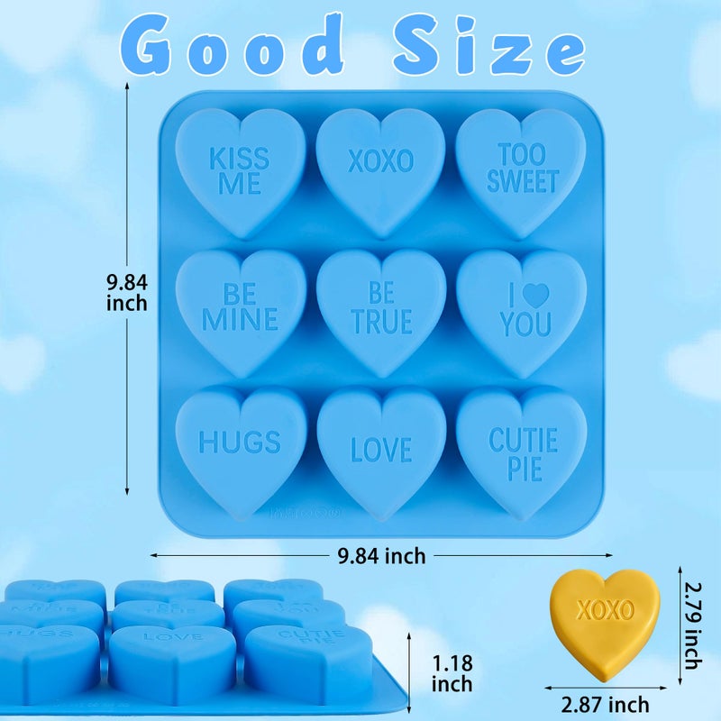 Sidosir 2Pcs Large Conversation Silicone Heart Chocolate Baking Molds, Valentine's Day Heart Text Designs Chocolate Molds for Crafting Cakes, Resin Soap Ice Candy Mold for Home Bakers - Image 2