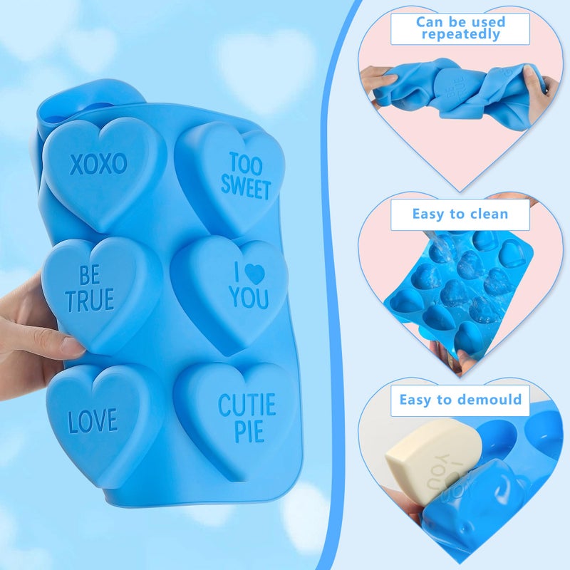Sidosir 2Pcs Large Conversation Silicone Heart Chocolate Baking Molds, Valentine's Day Heart Text Designs Chocolate Molds for Crafting Cakes, Resin Soap Ice Candy Mold for Home Bakers - Image 3