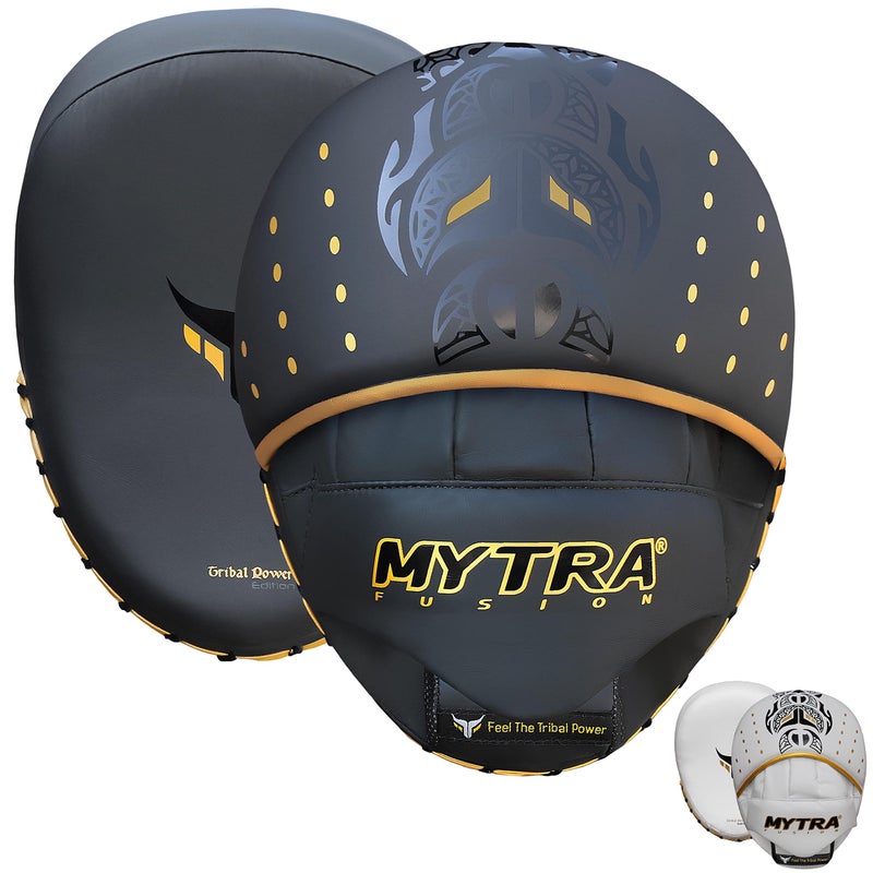 Mytra Fusion Boxing Pads - Focus Mitts MMA Muay Thai Boxing Mitts for Kickboxing Training and Martial Arts (Black) - Image 4