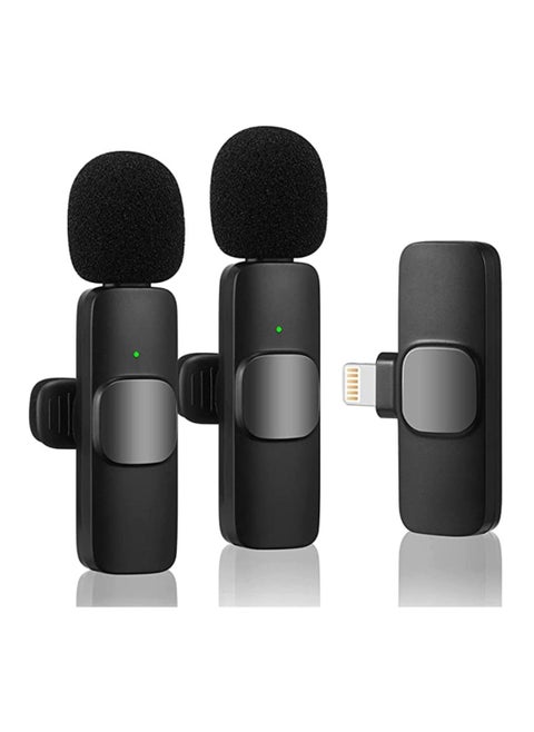 2 Pcs K9 Wireless Lavalier Microphone For iPhone iPad, Wireless Mic Playback Compass For Recording, Live Streaming, YouTube, Tik Tok, Facebook, Auto Noise Reduction Sync