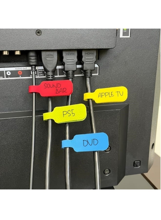 40PCS Cable Labels,Large Multicolor Cable Cord Labels,Write On Cord Tags,Reusable Wire Tags for Organizing and Identifying Cables for Charging Cords Management and Identification (8 Colors) - Image 4