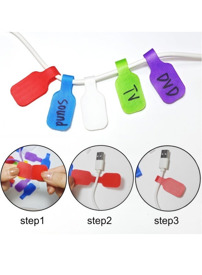 40PCS Cable Labels,Large Multicolor Cable Cord Labels,Write On Cord Tags,Reusable Wire Tags for Organizing and Identifying Cables for Charging Cords Management and Identification (8 Colors) - Image 5