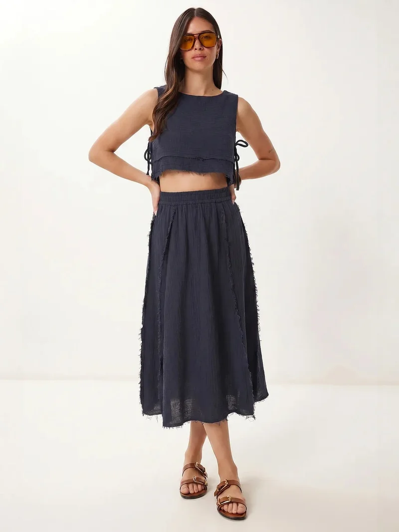 السعادة في إسطنبول ISTANBUL Cotton Sleeveless Blouse And Midi Skirt Set