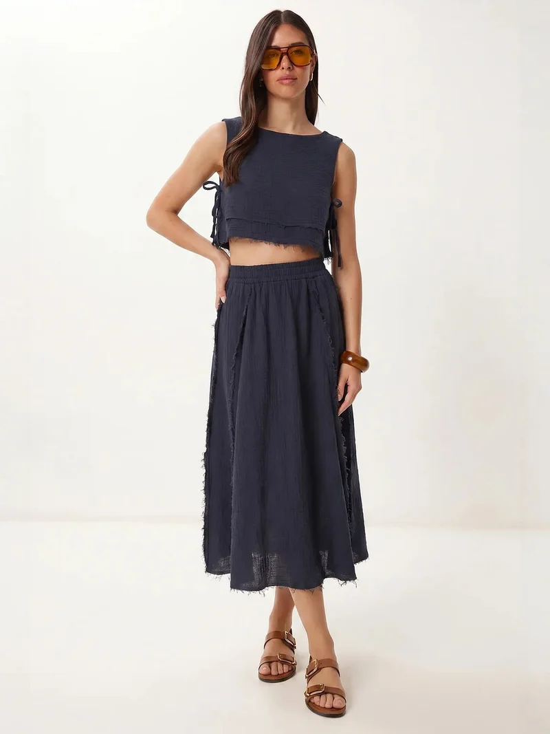 السعادة في إسطنبول ISTANBUL Cotton Sleeveless Blouse And Midi Skirt Set