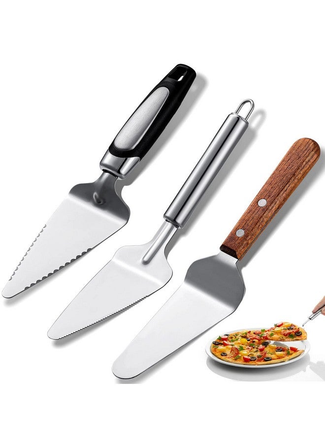 Patelai 3 Pieces Pie Server Set Stainless Steel Pie Spatula Serrated with Comfortable Handle, Easy to Grip for Cutting and Serving Desserts Pizza and Cake  - Image 1