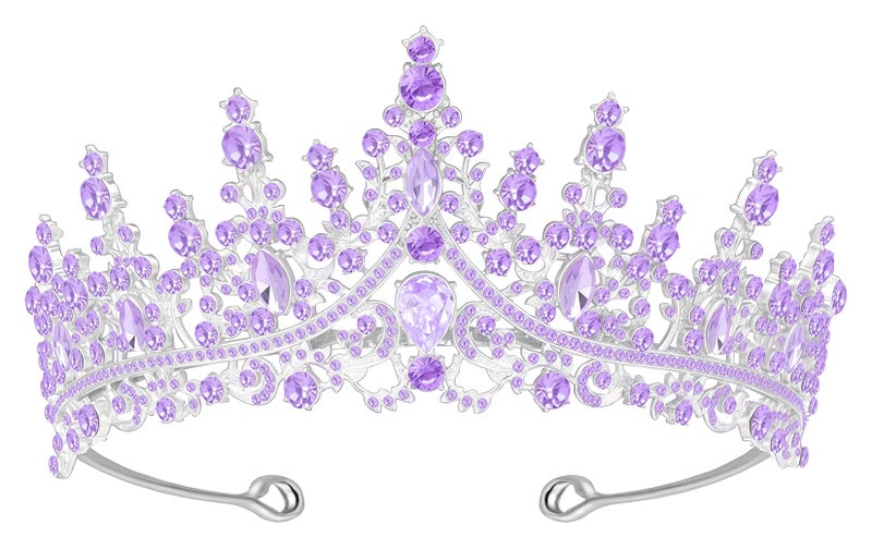 Papoopy Tiara Crown for Women, Headband Hair Accessories for Birthday Wedding Party Costume (D-Purple) - Image 1