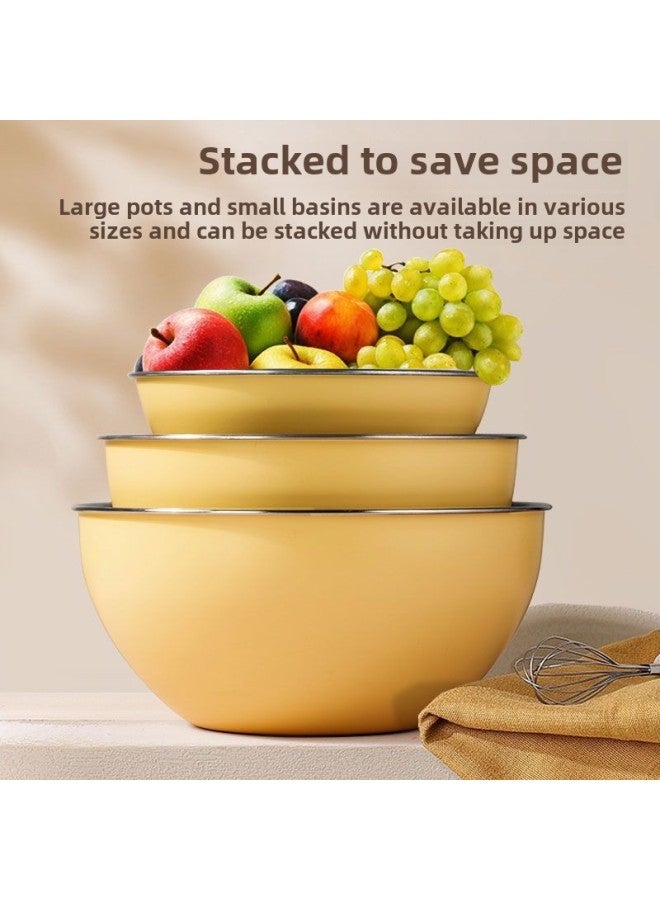 Colorful Stainless Steel Basin Food Grade And Basin Household Kitchen Non-stick Dough Kneading Basin Egg Baking Basin Special-Specifications:Creamy Yellow-Color:23cm - Image 4