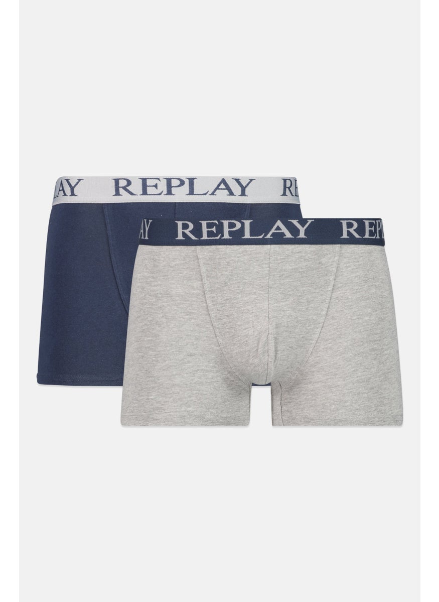 Replay - Men 2 Pack Brand Logo Trunk, Grey - Image 1