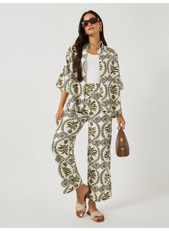 Styli Styli All-Over Print Oversized Shirt and Wide Leg Pants Co-Ords  - Image 1