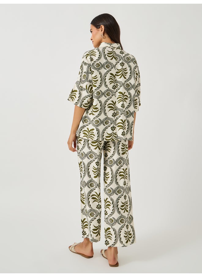 Styli Styli All-Over Print Oversized Shirt and Wide Leg Pants Co-Ords  - Image 4