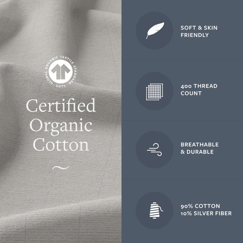 GroundLuxe GroundLuxe Organic Fitted Grounding Sheet in Gray for a California King Size Bed  - Image 2