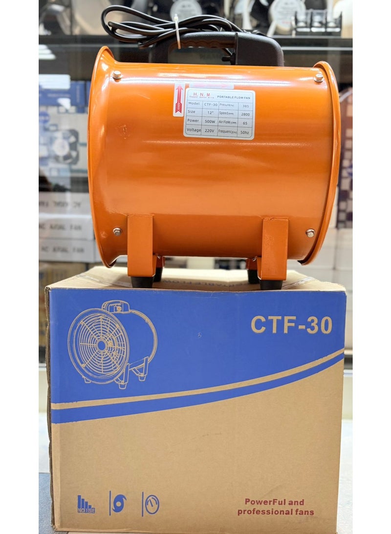 H.N.M CTF30 12-Inch Industrial Exhaust Fan | 500W Copper Motor | 2800 RPM High-Speed Axial Flow Blower | 220V Heavy-Duty Ventilation Fan for Warehouse, Factory & Basement - Image 2