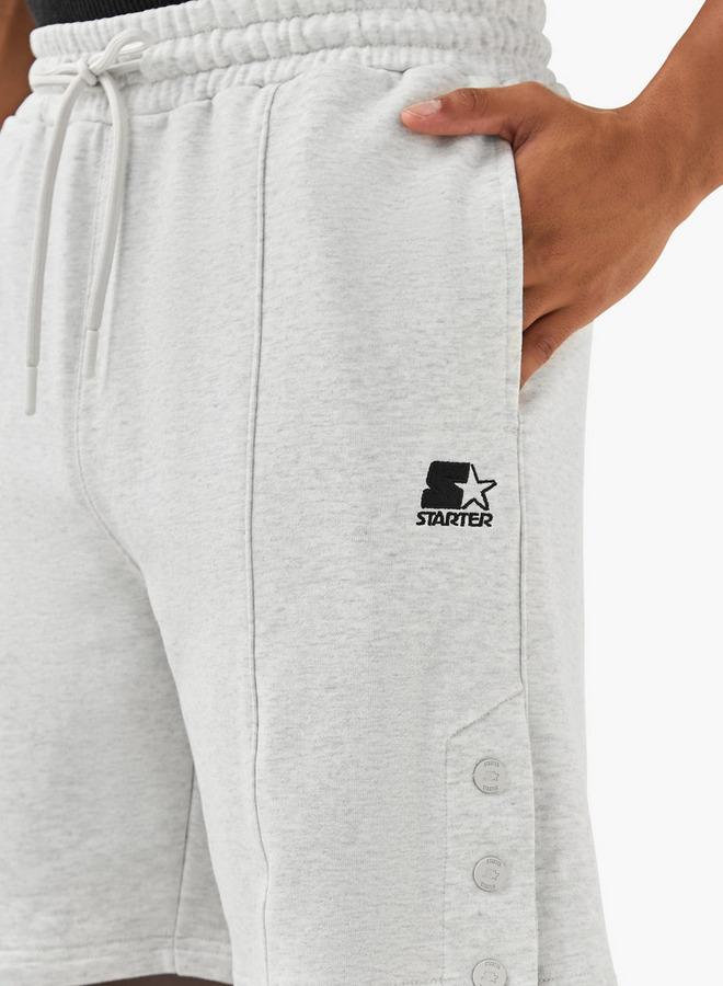 Starter Button Detail Shorts with Drawstring Closure and Pockets - Image 4