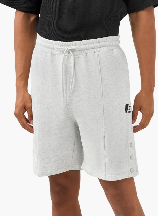 Starter Button Detail Shorts with Drawstring Closure and Pockets - Image 1