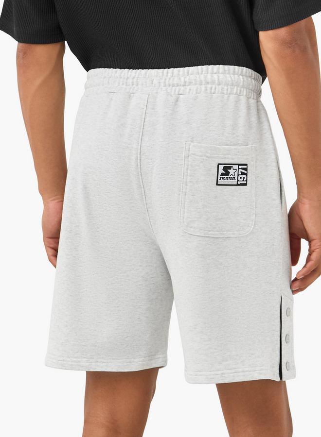 Starter Button Detail Shorts with Drawstring Closure and Pockets - Image 3