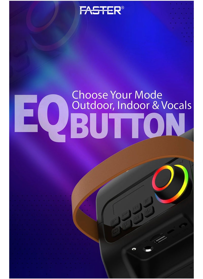 Faster FS-78A Portable 40W Wireless Speaker with Stereo Sound - Dual Speakers Boombox with Bluetooth 5.0 - RGB Lights, 6-Hour Playback for Parties and Outdoor Events - Supports FM Radio, AUX, and TF Card - Deep Powerful Rich Sound  - Image 2