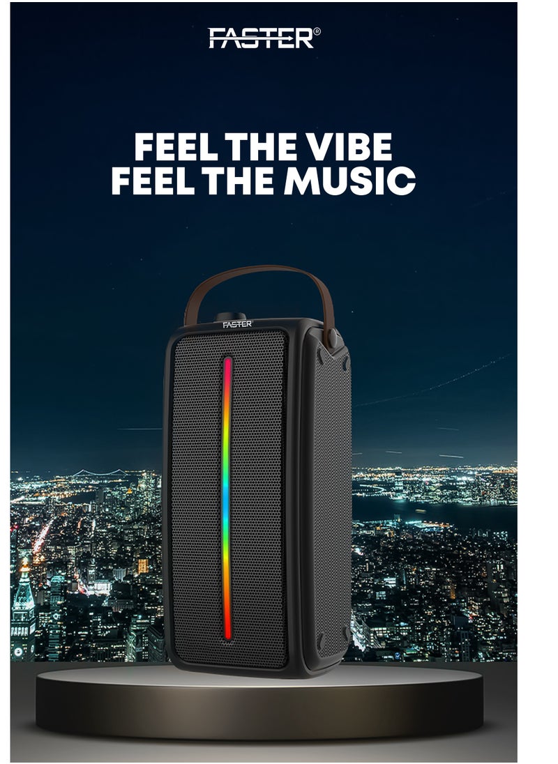 Faster - FS-78A Portable 40W Wireless Speaker with Stereo Sound - Dual Speakers Boombox with Bluetooth 5.0 - RGB Lights, 6-Hour Playback for Parties and Outdoor Events - Supports FM Radio, AUX, and TF Card - Deep Powerful Rich Sound - Image 1