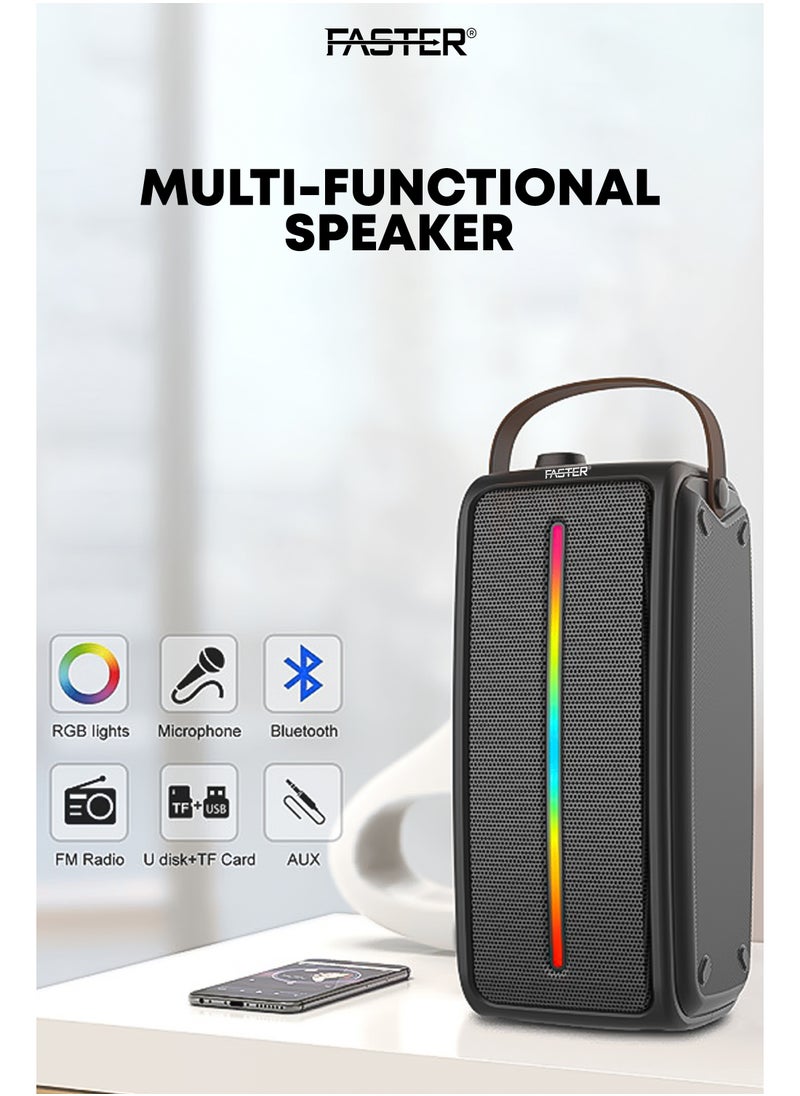Faster FS-78A Portable 40W Wireless Speaker with Stereo Sound - Dual Speakers Boombox with Bluetooth 5.0 - RGB Lights, 6-Hour Playback for Parties and Outdoor Events - Supports FM Radio, AUX, and TF Card - Deep Powerful Rich Sound  - Image 3