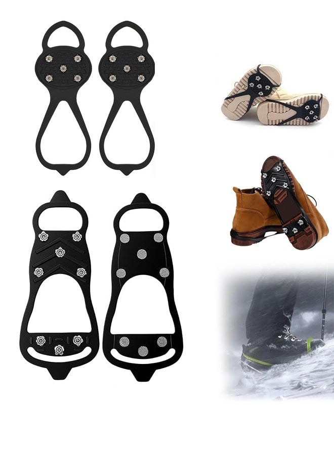 4 قطع من المسامير العالمية المانعة للانزلاق، إصدار 2026 الجديد، مسامير جليدية مانعة للانزلاق بخمسة وثمانية مخالب للأحذية والأحذية الطويلة، مسامير تثبيت للجليد للمشي والتنزه والتسلق وصيد الأسماك - Image 1