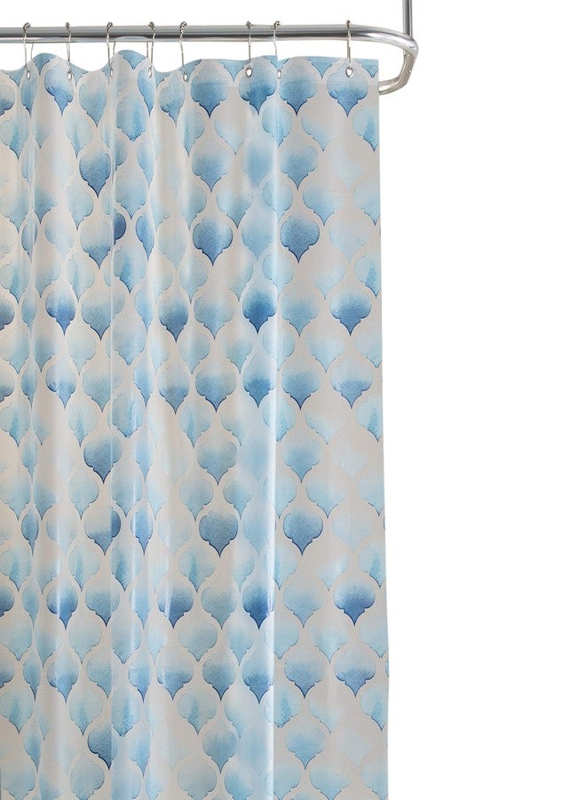 Bath Bliss 70” x 72” PEVA Shower Curtain | 12 Rust Proof Metal Grommets | Reinforced Header | Waterproof | Scale Design | Blue - Image 1