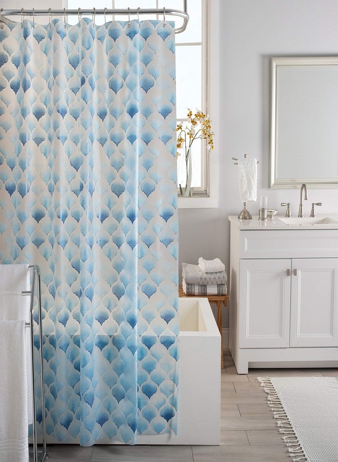 Bath Bliss 70” x 72” PEVA Shower Curtain | 12 Rust Proof Metal Grommets | Reinforced Header | Waterproof | Scale Design | Blue - Image 2