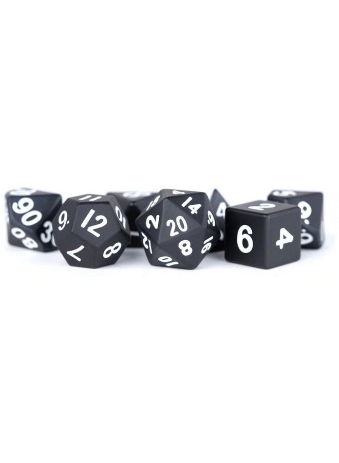 Metallic Dice Games FanRoll 16mm Metal Polyhedral DND Dice Set: Black, Role Playing Game Dice for Dungeons and Dragons