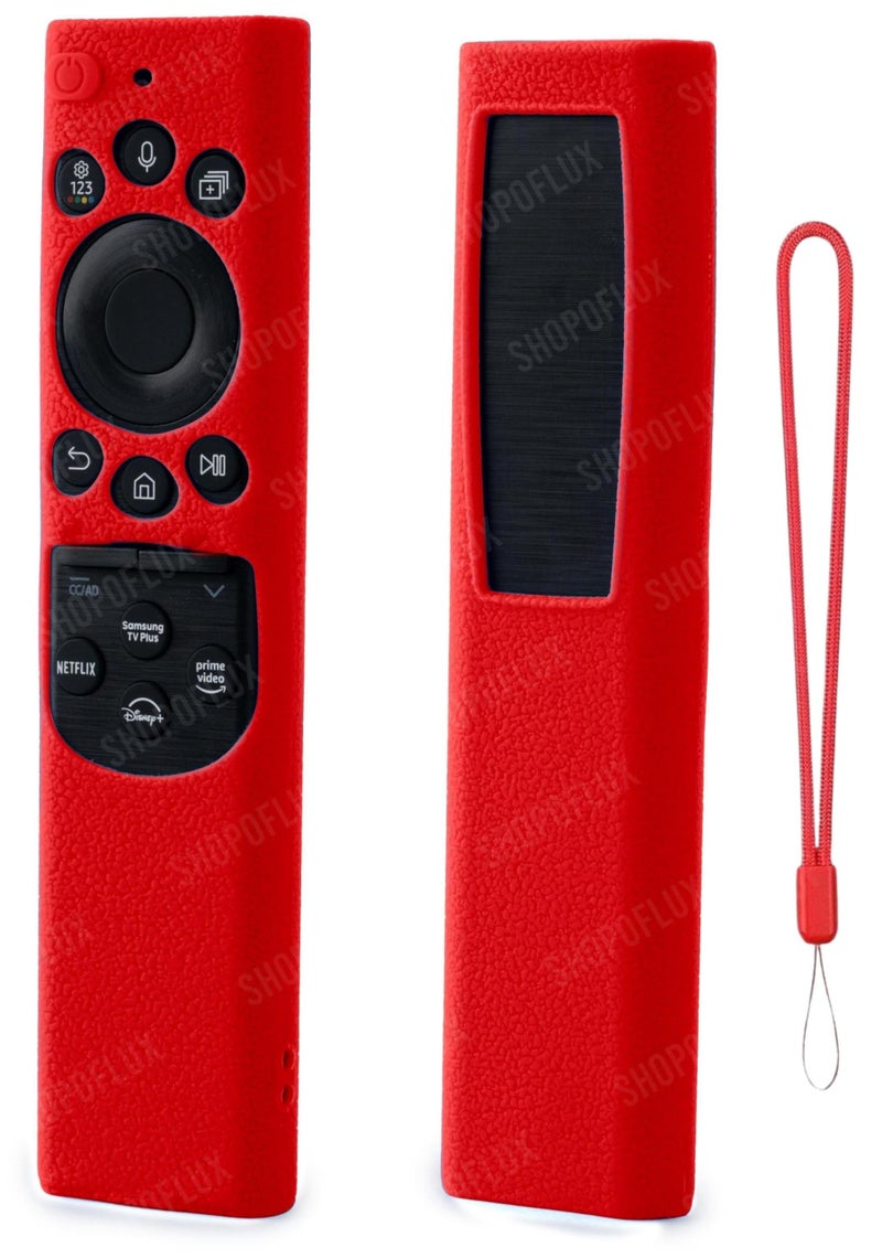 Shopoflux Silicone TV Remote Cover Compatible with Samsung Smart TV Remote Protective Case with Lanyard [Remote NOT Included] (RED) - Image 1