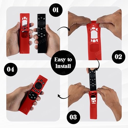Shopoflux Silicone TV Remote Cover Compatible with Samsung Smart TV Remote Protective Case with Lanyard [Remote NOT Included] (RED) - Image 3