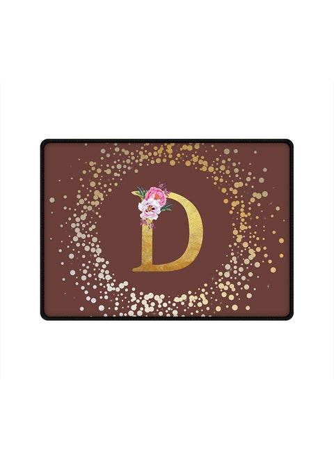 Designer Gaming Mouse Pad  Anti-Skid Mousepad Large Keyboard Mouse Pad Desk Mat Custom Monogram Initial Letter Floral Pattern Alphabet - D  (Brown)