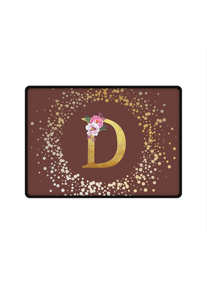Stylizedd - Designer Gaming Mouse Pad  Anti-Skid Mousepad Large Keyboard Mouse Pad Desk Mat Custom Monogram Initial Letter Floral Pattern Alphabet - D  (Brown) - Image 1