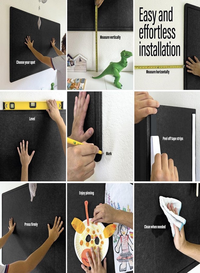 Shop Square Large Bulletin Board 48 x 36 Inches - Foldable Felt Bulletin Board for Wall, Cork Board Alternative with 100 Color Pins & 6 Note Pads, Vision Board - Black - Image 4