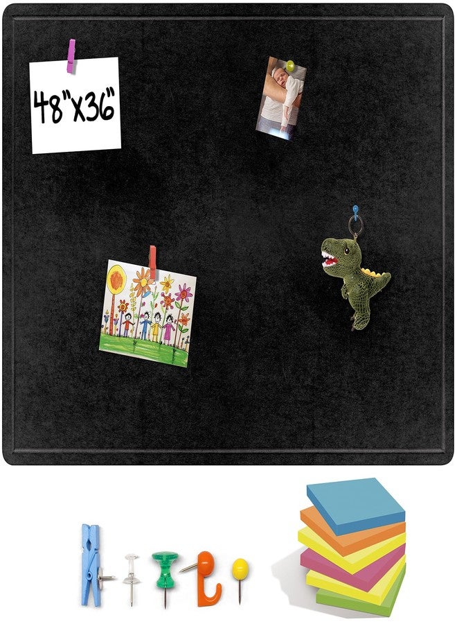 Shop Square Large Bulletin Board 48 x 36 Inches - Foldable Felt Bulletin Board for Wall, Cork Board Alternative with 100 Color Pins & 6 Note Pads, Vision Board - Black - Image 1