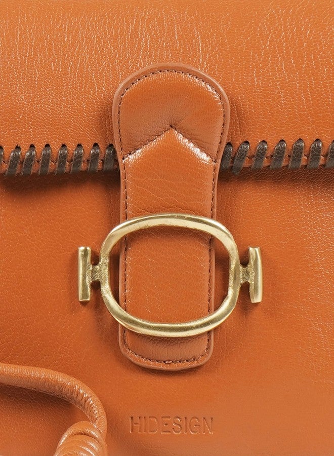 Hidesign Genuine Leather Women's Sling Bag - Tangerine - Image 4