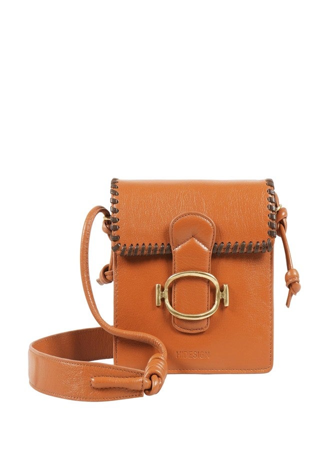 Hidesign Genuine Leather Women's Sling Bag - Tangerine - Image 1