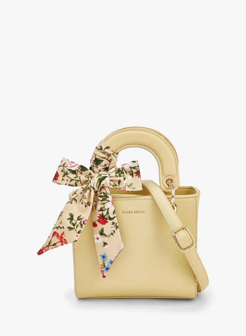 Flora Bella Textured Crossbody Bag With Printed Scarf Accent