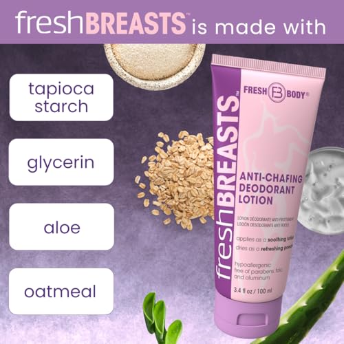 Fresh Body FB Fresh BREASTS Cream Anti Chafing Deodorant Lotion to Powder, 3.4 Fl Oz (3 Pack) Anti Chafe Cream Whole Body Deodorant for Women, Inner Thighs & Areas that Sweat - No Talc, Aluminum and Fragrance - Image 4