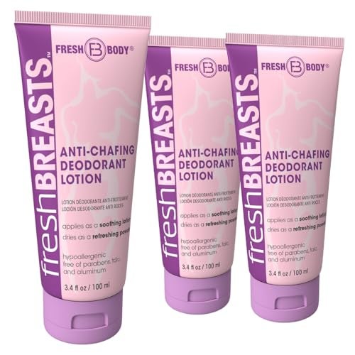 Fresh Body FB Fresh BREASTS Cream Anti Chafing Deodorant Lotion to Powder, 3.4 Fl Oz (3 Pack) Anti Chafe Cream Whole Body Deodorant for Women, Inner Thighs & Areas that Sweat - No Talc, Aluminum and Fragrance - Image 1