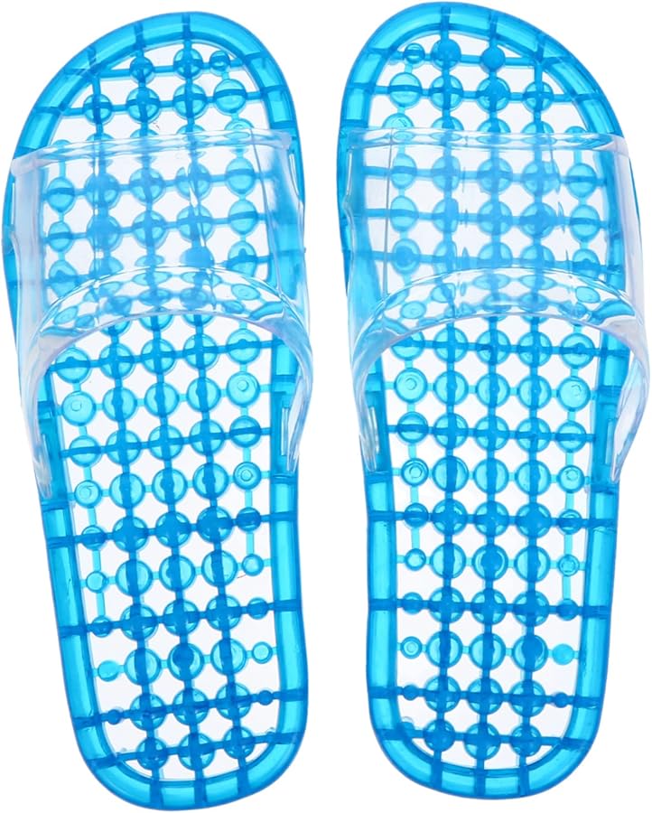 GARVALON Unisex Shower Slippers Size 11 Blue Hollow Draining Bathroom Footwear Skid Massage Design - Image 2