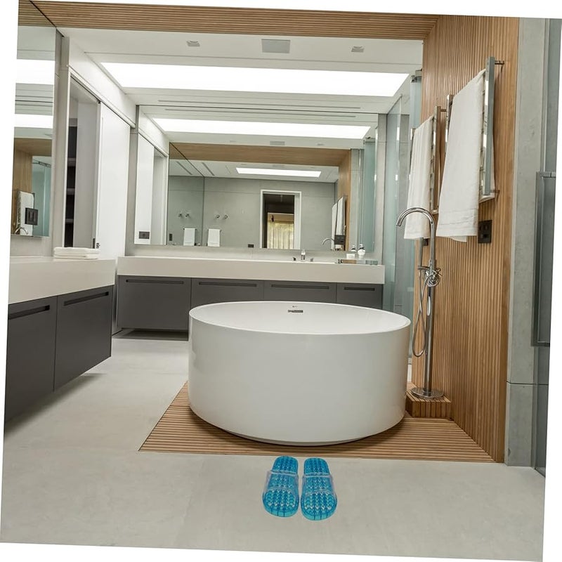 GARVALON Unisex Shower Slippers Size 11 Blue Hollow Draining Bathroom Footwear Skid Massage Design - Image 3