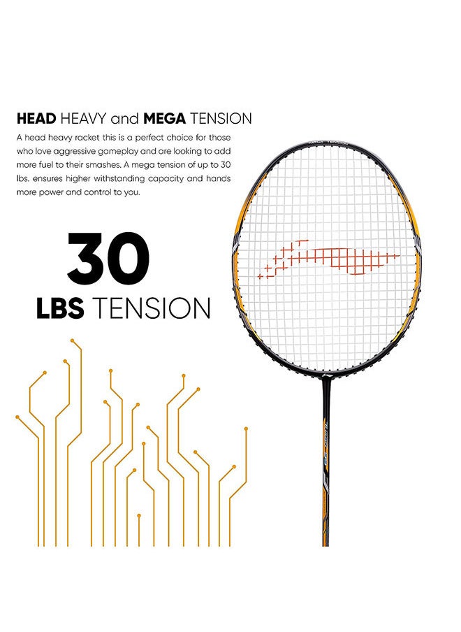 Li-Ning - Turbo 99 Carbon Fibre Strung Badminton Racket with Full Racket Cover | For Intermediate Players | 84 grams | Maximum String Tension - 30lbs - Image 1