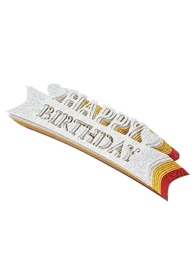 NIBEMINENT 15-Piece Glittery Happy Birthday Cake Topper Set 14.5x4.5cm