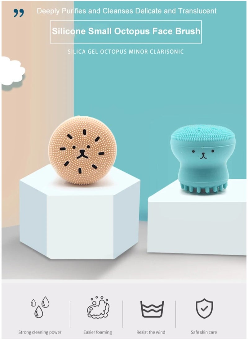 Prime by javaudan Face Scrubber Cleansing Brush Face Exfoliator Brush Octopus Shape Facial Cleansing Brush, Small Silicone Facial Cleanser Exfoliating Scrubber Face Washing Brush Deep Pore Cleaning for Skin Care  - Image 2