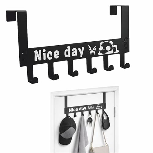 JIALTO 1 Pcs Over The Door Hanger, 7 Hook Design - Versatile Door Hook Hanger Ideal for Organizing Clothes - Perfect Door Hangers for Clothes and Accessories (Black) - Image 1